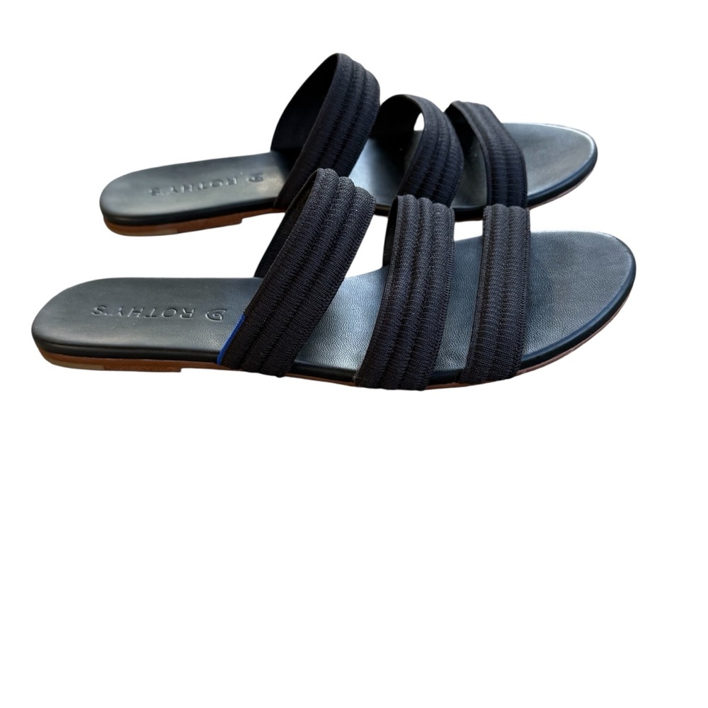 Rothy's Black Triple-Strap Slide Sandals